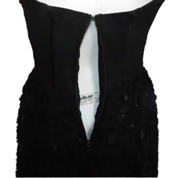 BEBE Cocktail Dress, XS, Mini F&F, Black Rosettes, Sequins, Strapless, Party - Picture 9 of 16